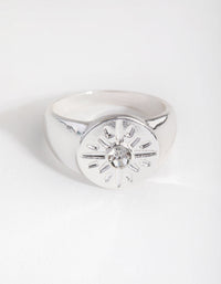 Silver Star & Crystal Signet Ring - link has visual effect only