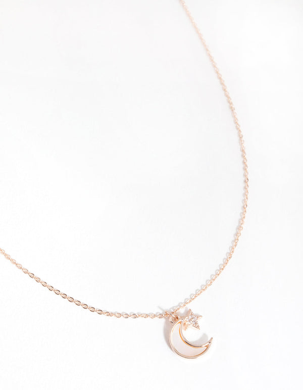 Rose Gold Moon & Star Necklace