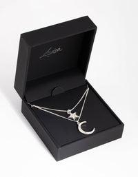 Silver Diamante Moon & Star Necklace - link has visual effect only