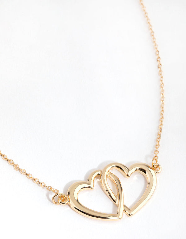 Gold Twin Hearts Necklace