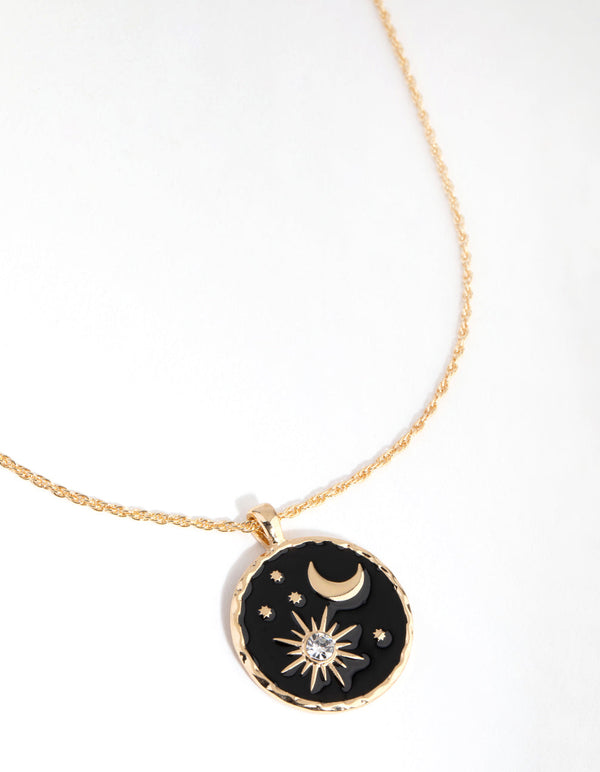 Gold Night Sky Disc Necklace
