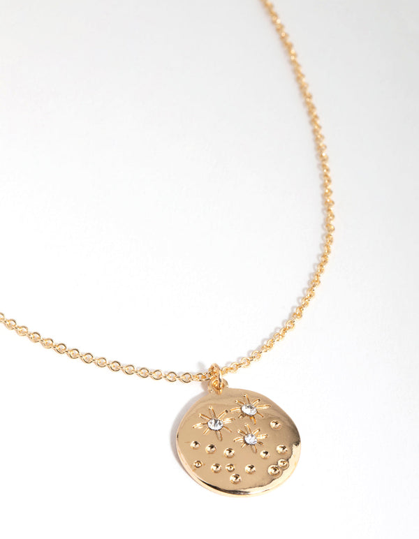 Gold Star Disc Necklace