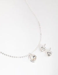 Silver Heart Necklace & Earrings Set - link has visual effect only