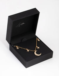 Gold Star & Moon Diamante Necklace - link has visual effect only