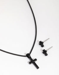 Black Diamante Cross Necklace & Earrings Set - link has visual effect only