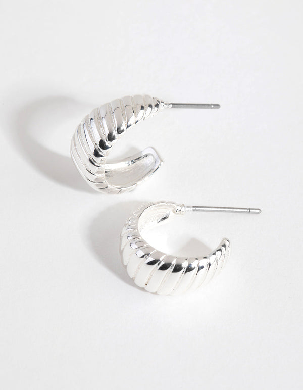 Silver Plated Mini Swirl Hoop Earrings