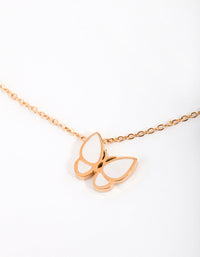 Gold Plated Surgical Steel Mother of Pearl Butterfly Necklace - link has visual effect only