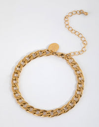 Gold Plated Surgical Steel Curb Chain Bracelet - link has visual effect only