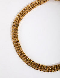 Gold Plated Surgical Steel Fancy Curb Chain Bracelet - link has visual effect only