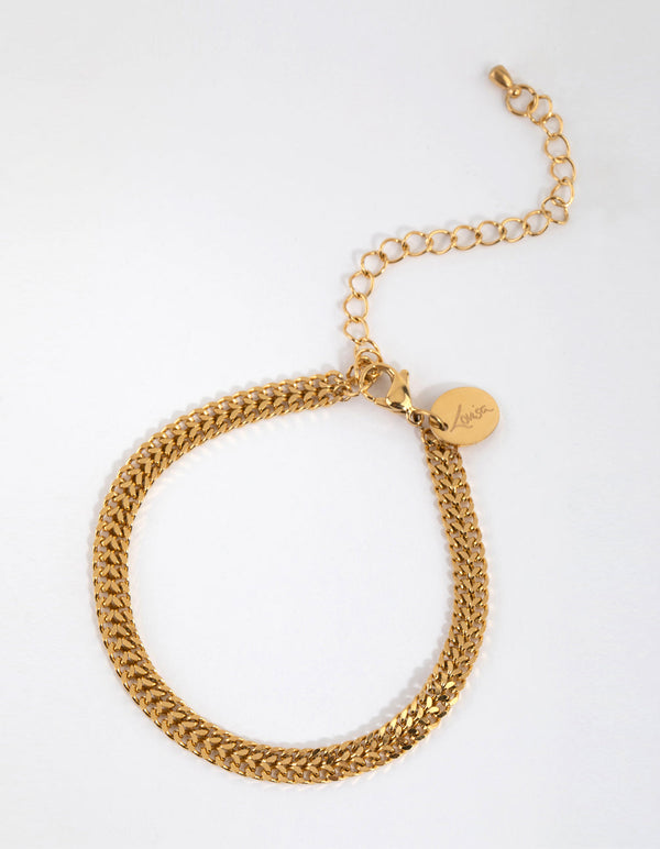 Gold Plated Surgical Steel Fancy Curb Chain Bracelet
