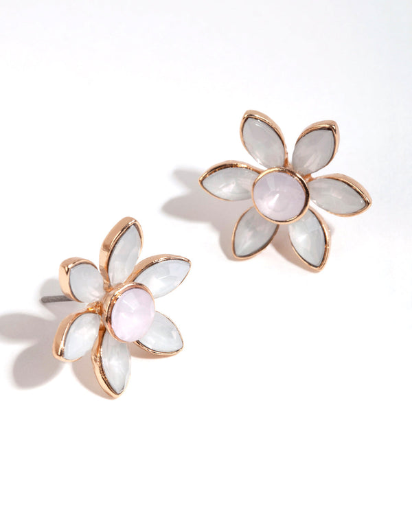 Pastel Diamante Flower Stud Earrings