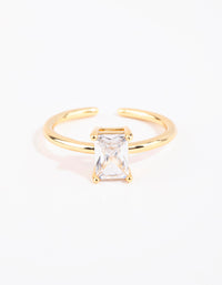 Gold Emerald Cut Cubic Zirconia Ring - link has visual effect only