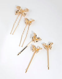Gold Butterfly Slide & Bun Pins - link has visual effect only