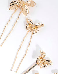 Gold Butterfly Slide & Bun Pins - link has visual effect only