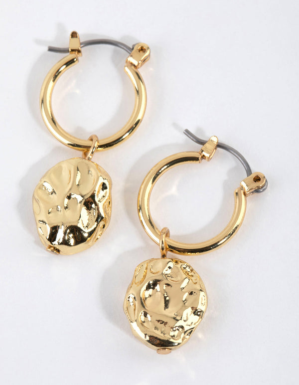 Gold Plated Small Molten Hoop Earrings