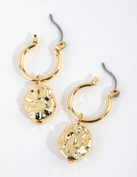 Gold Plated Small Molten Hoop Earrings - link has visual effect only