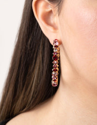 Antique Gold Stone Set Hoop Earrings - link has visual effect only