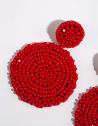 Red Beaded Flat Circle Drop Earrings - link has visual effect only