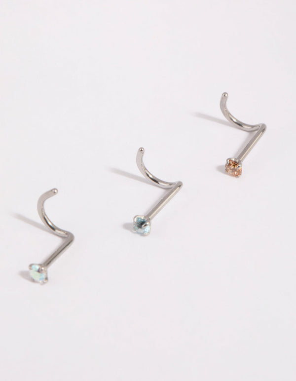 Surgical Steel Light Stone Nose Stud Pack