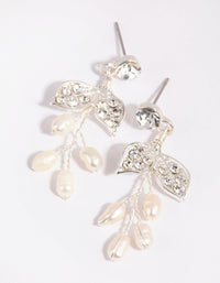 Silver Diamante & Pearl Wire Necklace & Earrings Set - link has visual effect only
