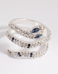 Silver Diamante Blue-Eyed Snake Ring - link has visual effect only