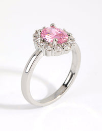 Rhodium Pink Cubic Zirconia Oval Ring - link has visual effect only