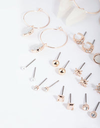 Rose Gold Star & Triangle Stud & Drop Earring 12-Pack - link has visual effect only