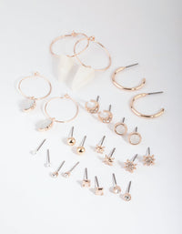 Rose Gold Star & Triangle Stud & Drop Earring 12-Pack - link has visual effect only