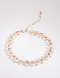 Rose Gold Diamante & Pearl Choker - link has visual effect only