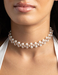 Rose Gold Diamante & Pearl Choker - link has visual effect only