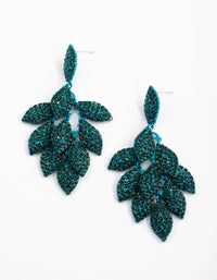 Matte Green Diamante Leaf Earrings - link has visual effect only