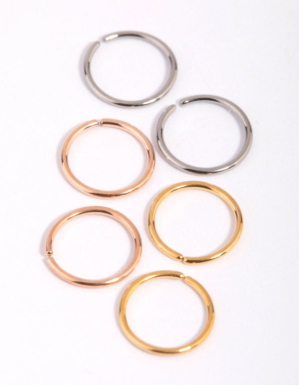 Titanium Nose Ring 6-Pack