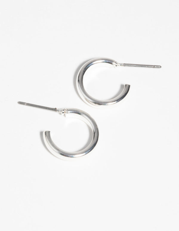 Silver Simple Huggie Earrings