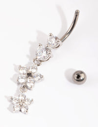 Titanium Floral Belly Bar - link has visual effect only
