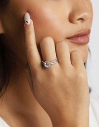 Rhodium Cubic Zirconia Ring - link has visual effect only