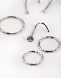 Surgical Steel Diamante Nose Stud 6-Pack - link has visual effect only