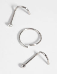 Surgical Steel Nose Stud & Ring Pack with Diamantes - link has visual effect only