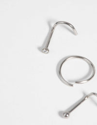 Surgical Steel Nose Stud & Ring Pack with Diamantes - link has visual effect only