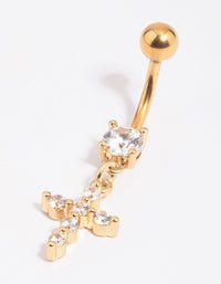 Gold Plated Surgical Steel Cros Belly Bar - link has visual effect only