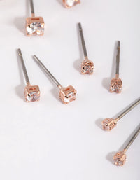 Rose Gold Diamante Stud Earring Pack - link has visual effect only