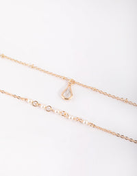Gold Pearl & Teardrop Diamante Bracelet Set - link has visual effect only