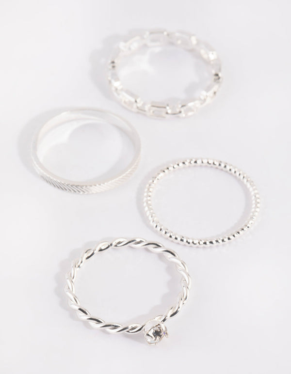 Silver Links Ring 4-Pack