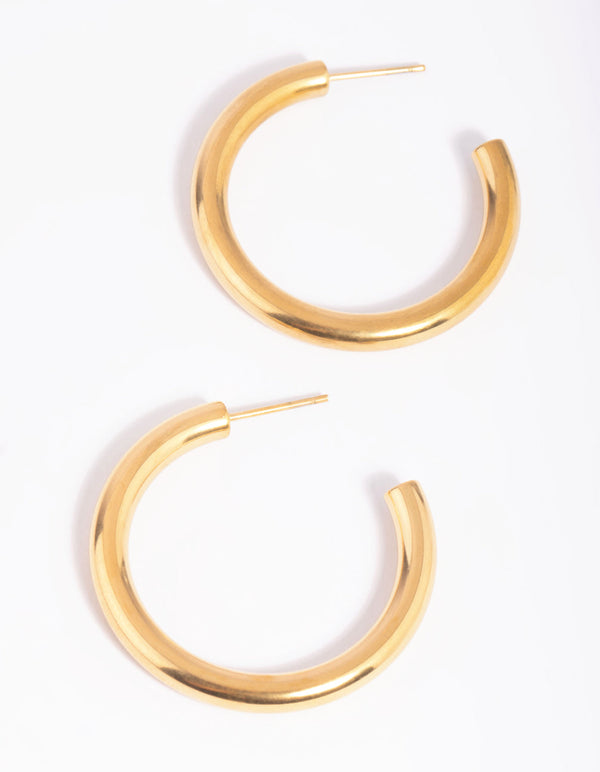 Women 18ct Gold Plated Stainless Steel 40MM Circle Drop Hoop Hinged Earrings  UK | eBay