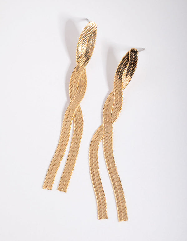 Gold Plated Snake Chain Drop Earrings