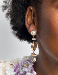Mixed Pearl Bead & Diamante Drop Earrings - link has visual effect only
