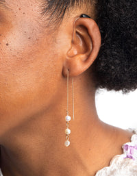 Gold Pearl Thread Through Earrings - link has visual effect only