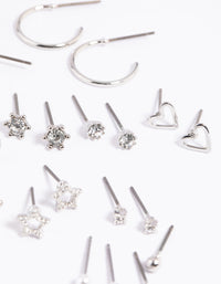 Silver Celestial Heart Stud Earring 12-Pack - link has visual effect only