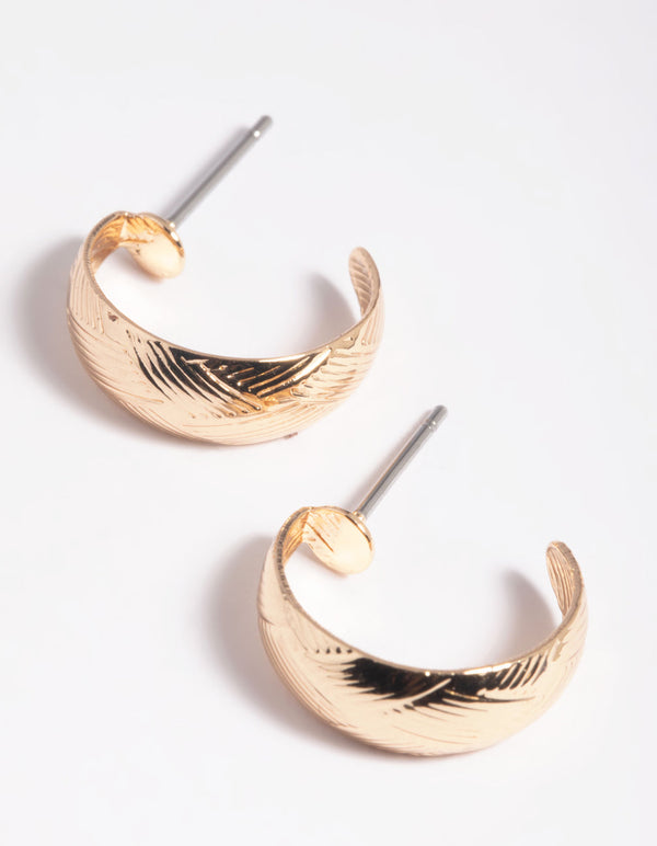 Gold Woven Huggie Hoop Earrings