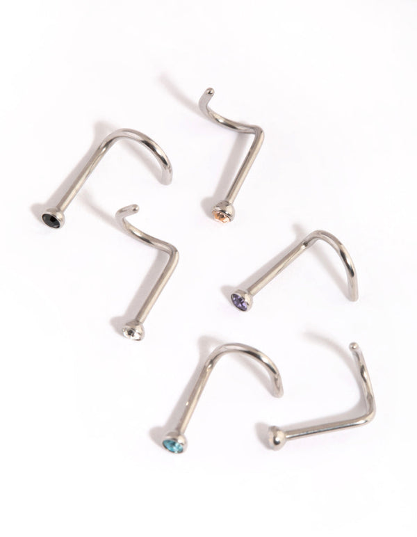Surgical Steel Frosty Nose Stud 6-Pack
