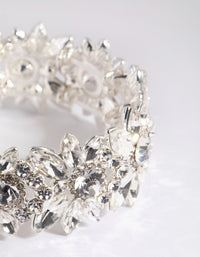 Silver Diamante Flower Stretch Bracelet - link has visual effect only